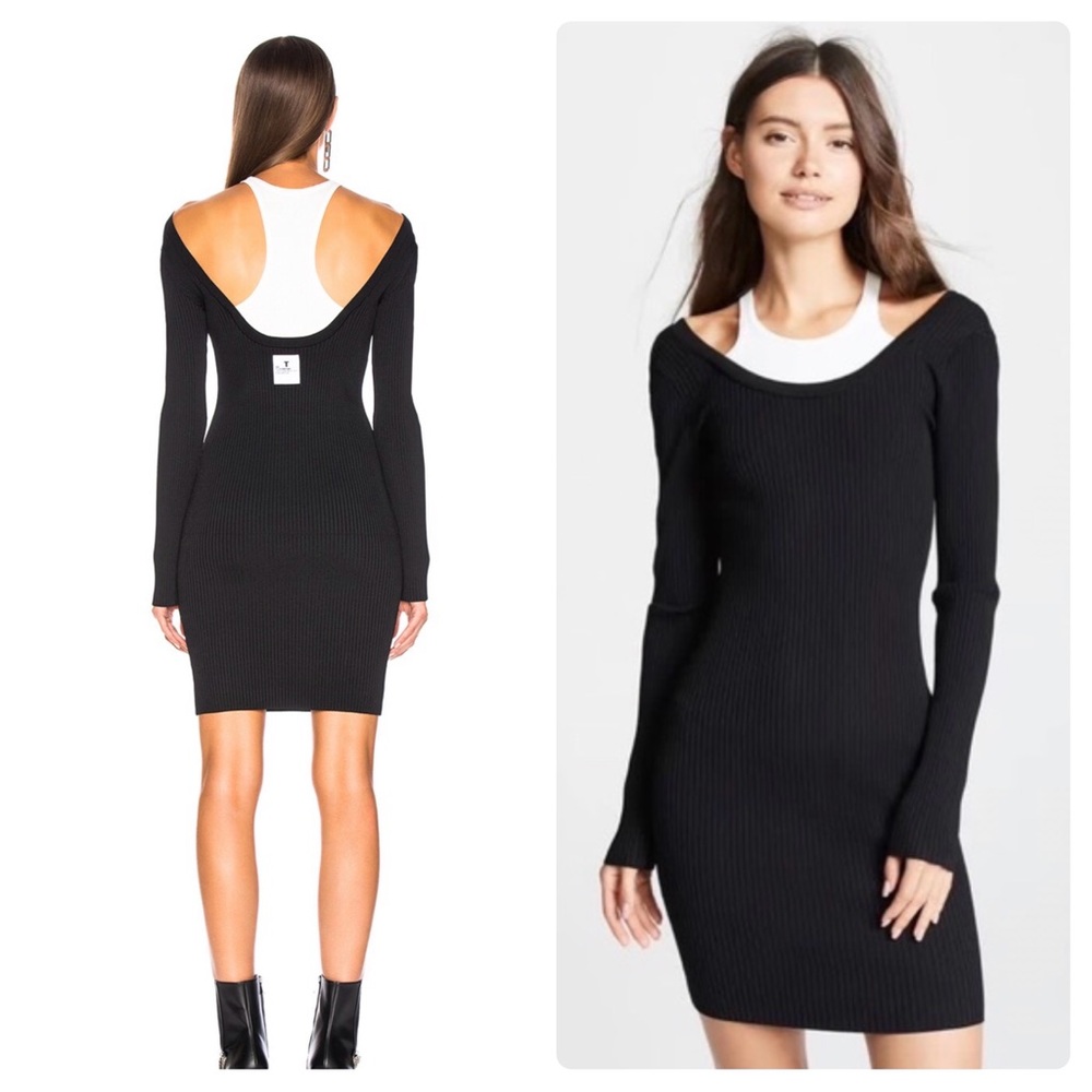 T by Alexander Wang Black and White Bi-Layer Bodycon Dress XS